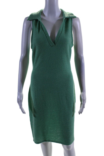Louna Womens Collared Ribbed Dress Green Size 6 15298436