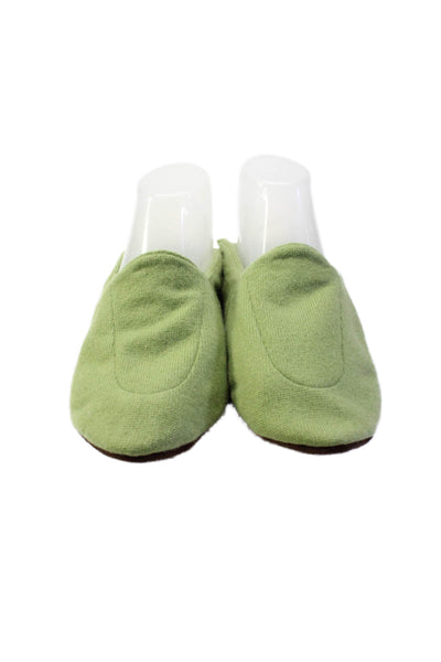 Armand Diradourian Womens Cashmere Green Slipper Shoes with Pouch Size S