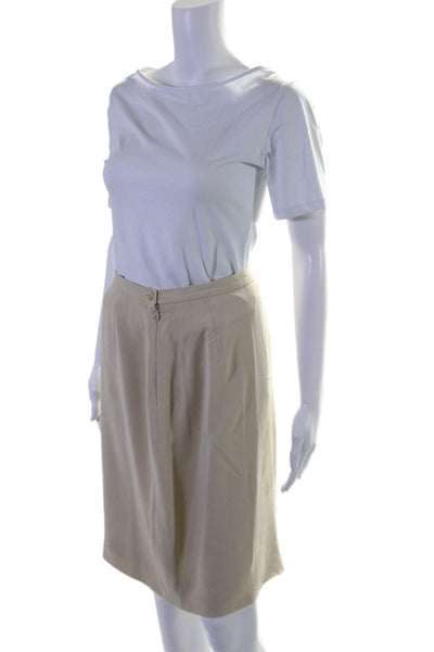 Giorgio Armani Womens Side Zip Knee Length Pencil Skirt Cream White Size IT 42