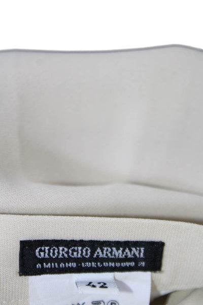 Giorgio Armani Womens Side Zip Knee Length Pencil Skirt Cream White Size IT 42