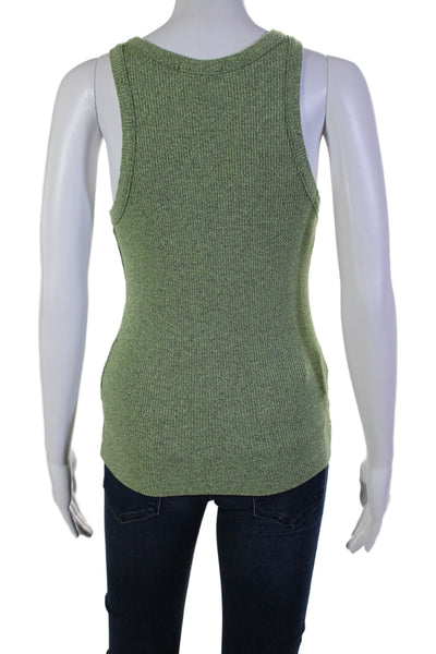 Agolde Womens Round Neck Ribbed Textured Sleeveless Tank Top Green Size M