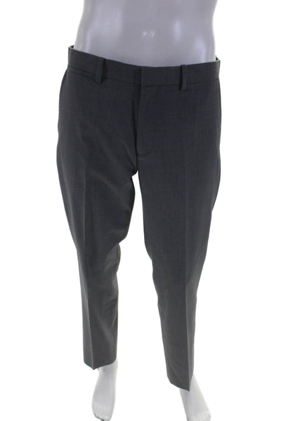 Theory Mens Plaid Creased Slim Leg Marlo Morgen Dress Pants Gray Size 33