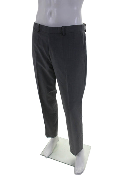 Theory Mens Plaid Creased Slim Leg Marlo Morgen Dress Pants Gray Size 33