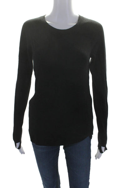 Lululemon Womens Knit Round Neck Long Sleeve Pullover Sweater Top Black Size S