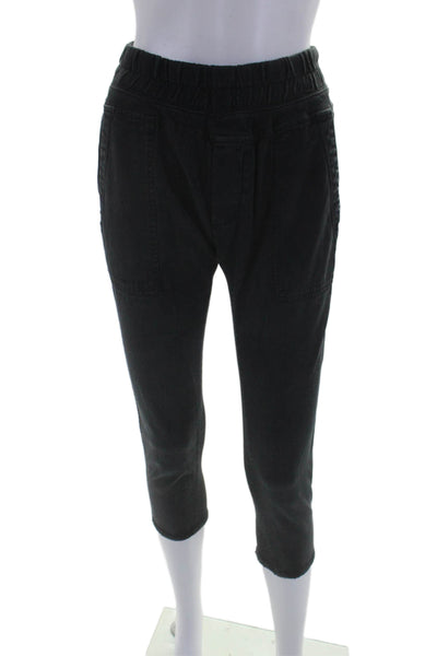 Standard James Perse Womens Cotton Stretch Waist Mid-Rise Pant Black Size 0