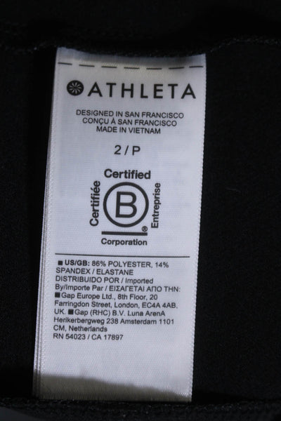 Athleta Womens Stretch Two Pocket Mid-Rise Tapered Pants Black Size 2P