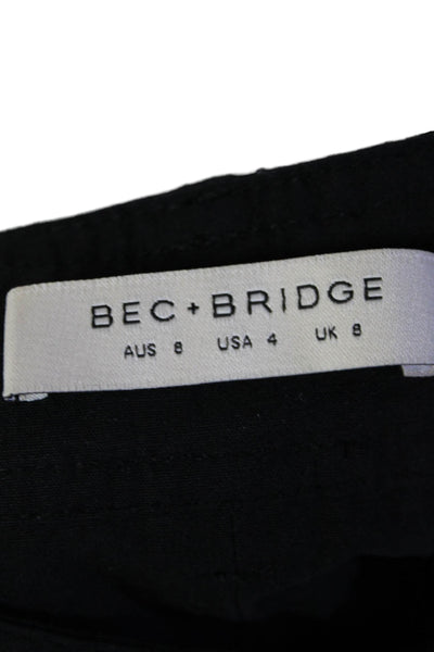 Bec & Bridge Womens Mid-Rise Zip Up Straight Leg Cargo Pants Black Size 4