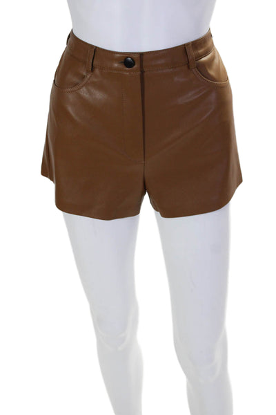 Cult Naked Womens Vegan Leather Four Pocket High-Rise Shorts Brown Size S