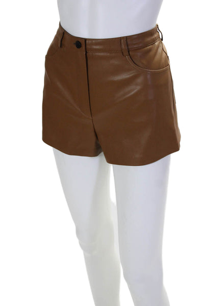 Cult Naked Womens Vegan Leather Four Pocket High-Rise Shorts Brown Size S