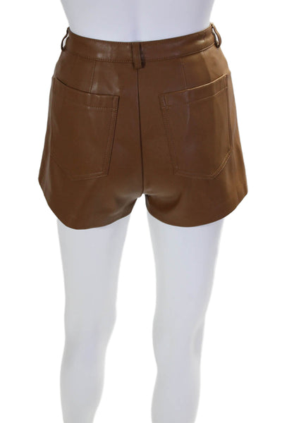 Cult Naked Womens Vegan Leather Four Pocket High-Rise Shorts Brown Size S