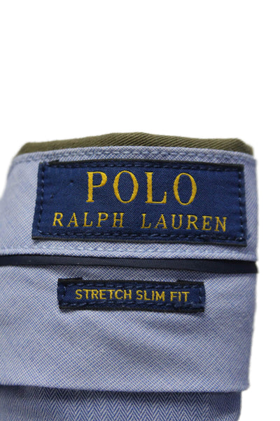 Polo Ralph Lauren Mens Stretch Slim Fit Khaki Pants Green Cotton Size 32X32