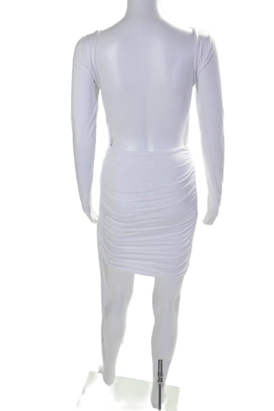 Superdown Women's High Neck Long Sleeves Low Back Cinch Mini Dress White Size XS