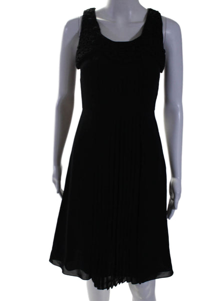 Susana Monaco Womens Side Zip Scoop Neck Pleated Silk Dress Black Size 4