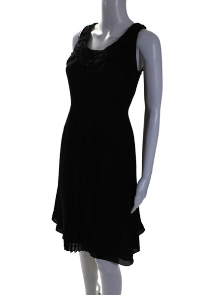 Susana Monaco Womens Side Zip Scoop Neck Pleated Silk Dress Black Size 4