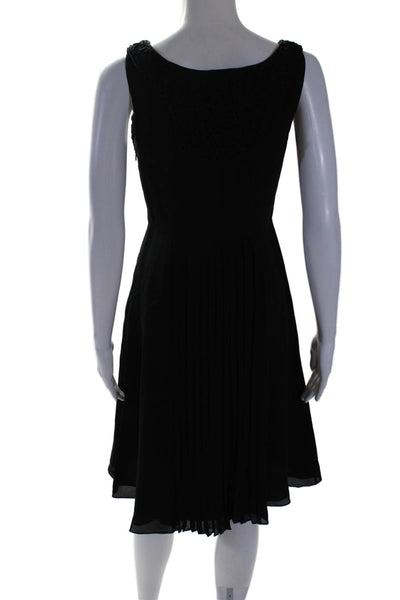 Susana Monaco Womens Side Zip Scoop Neck Pleated Silk Dress Black Size 4