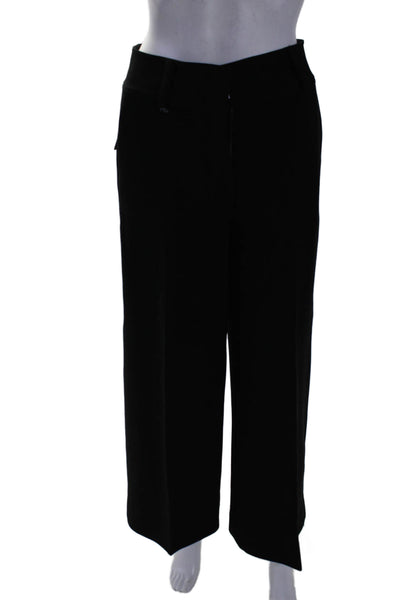 Elizabeth and James Womens Zipper Fly Mid Rise Pleated Flare Pants Black Size 0