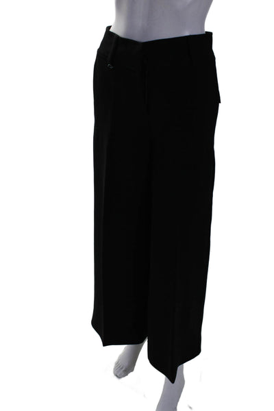 Elizabeth and James Womens Zipper Fly Mid Rise Pleated Flare Pants Black Size 0