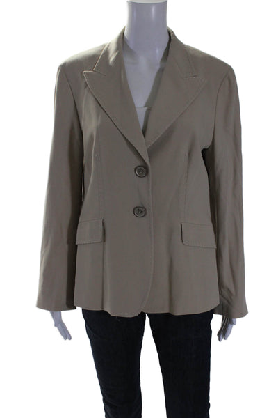 Max Mara Women's Collared Long Sleeves Line Two Button Blazer Beige Size 14