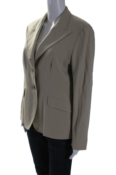 Max Mara Women's Collared Long Sleeves Line Two Button Blazer Beige Size 14