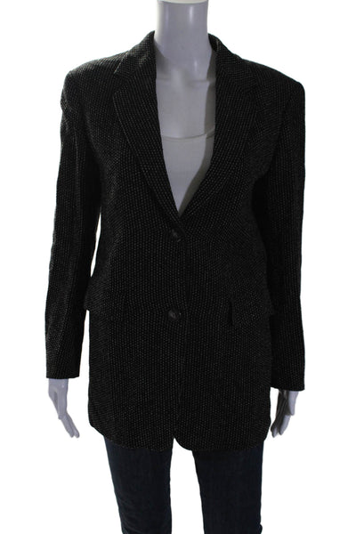 Max Mara Women's Collared Long Sleeves Line Two Button Blazer Black Size 6