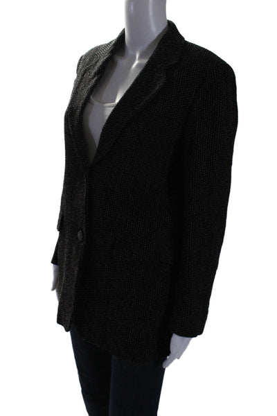 Max Mara Women's Collared Long Sleeves Line Two Button Blazer Black Size 6