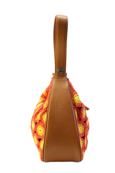 Simon Miller Womens Crochet Orange Yellow Zip Mini Shoulder Bag Handbag