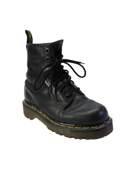 Dr. Martens Womens Leather Round Toe Lace Up Mid-Calf Boots Black Size 6