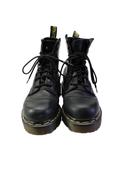 Dr. Martens Womens Leather Round Toe Lace Up Mid-Calf Boots Black Size 6