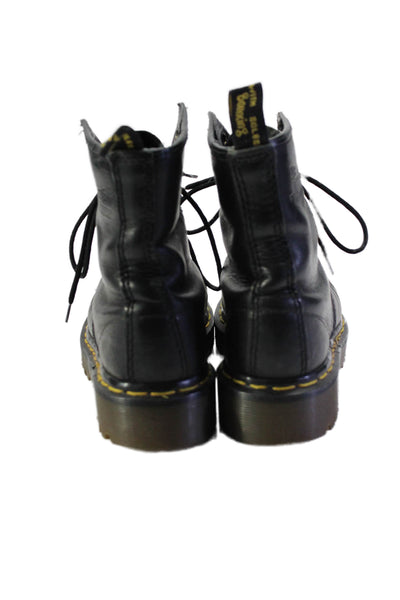 Dr. Martens Womens Leather Round Toe Lace Up Mid-Calf Boots Black Size 6