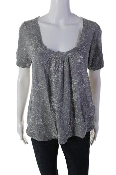 Joie Womens Flecked Scoop Neck Short Sleeved Casual Short Gray Size L