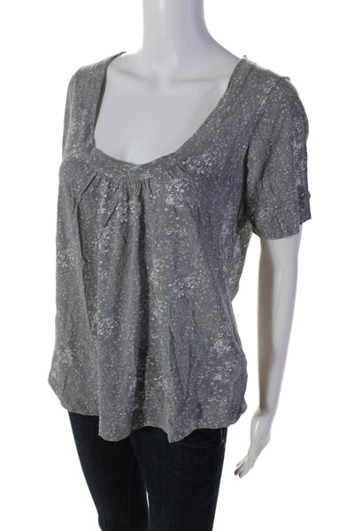 Joie Womens Flecked Scoop Neck Short Sleeved Casual Short Gray Size L