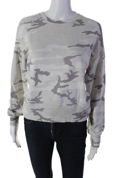 Rails Womens Long Sleeve Crew Neck Camouflage Sweater White Purple Size Small