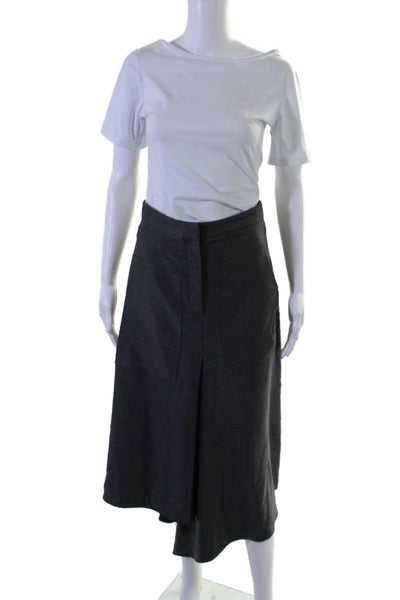 Tibi Womens Gray Zip Front Pockets Asymmetric Midi A-Line Skirt Size 2