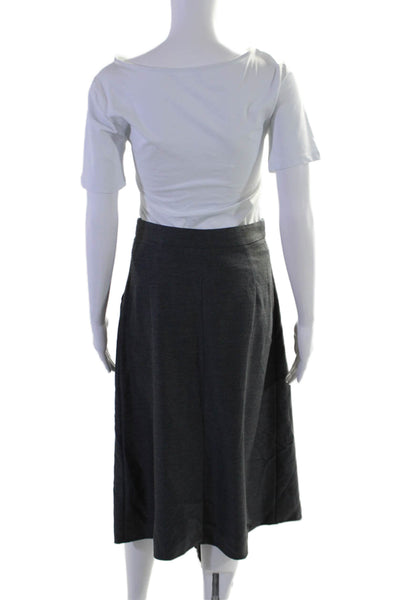 Tibi Womens Gray Zip Front Pockets Asymmetric Midi A-Line Skirt Size 2