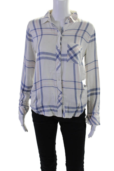 Rails Womens Check Patterned Long Sleeved Button Up Shirt Colorblock Size XS