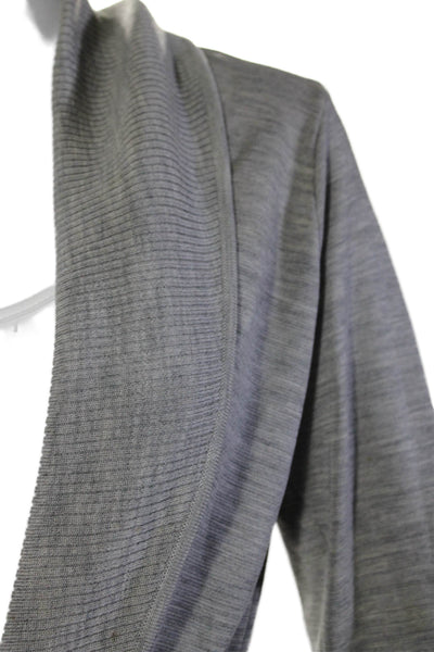 BCBGMAXAZRIA Womens Long Sleeve Open Front Knit Jacket Gray Wool Size Medium