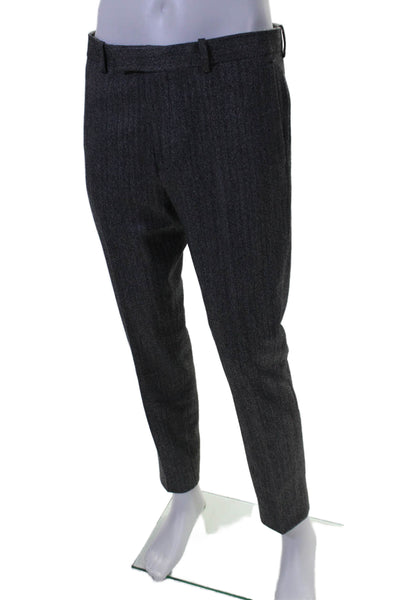 Theory Mens Creased Slim Leg Zaine TT Steppe Dress Pants Black Wool Size 33