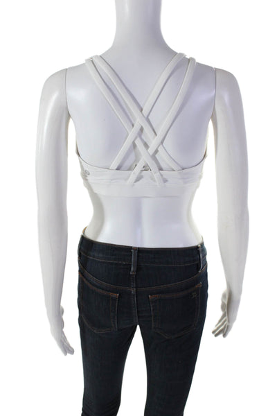 Lululemon Womens Strappy Back Scoop Neck Sports Bra White Size 10