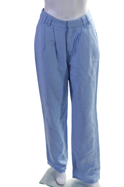 Guizio Womens Button Closure Pleated Front Straight Leg Dress Pants Blue Size 26