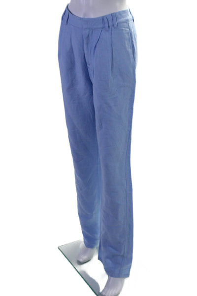 Guizio Womens Button Closure Pleated Front Straight Leg Dress Pants Blue Size 26