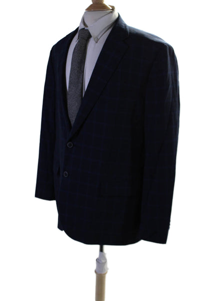 Joseph Abboud Mens Wool Striped Print Buttoned Collared Blazer Blue Size EUR 48