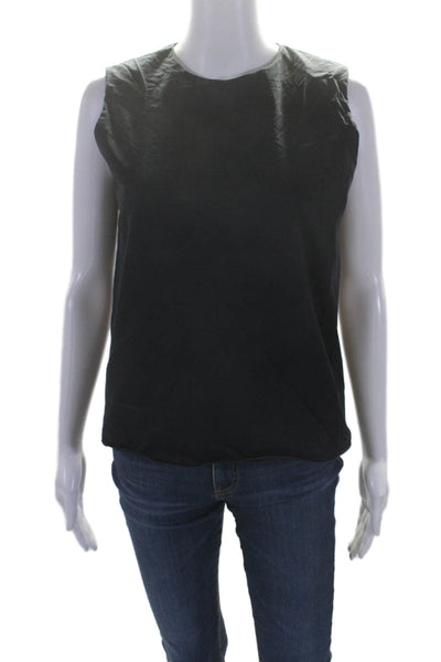 The Row Womens Cotton Dark Blue Crew Neck Sleeveless Layered Blouse Top Size XS