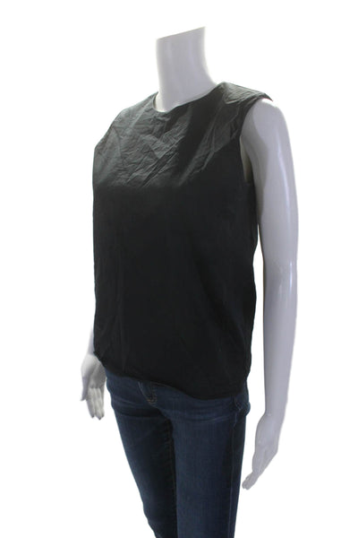 The Row Womens Cotton Dark Blue Crew Neck Sleeveless Layered Blouse Top Size XS