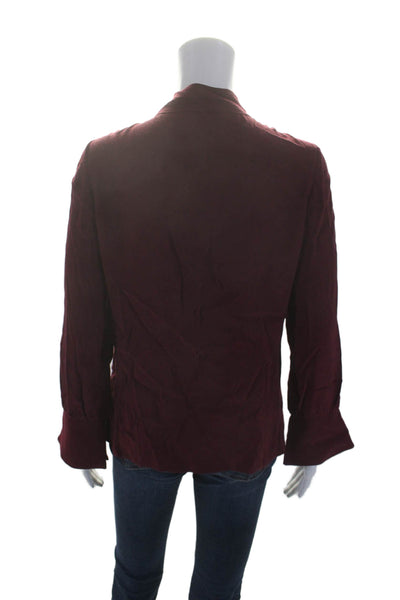 Alexis Womens Dark Red Tie Front V-neck Long Sleeve Blouse Top Size S