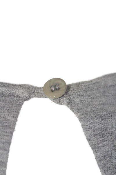 Tibi Womens Gray Green Linen Cotton Blend Open Back Long Sleeve Blouse Top Size6