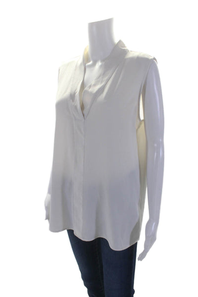 Calvin Klein Womens Sleeveless V Neck Blouse White Size L