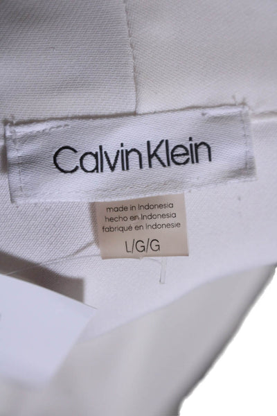 Calvin Klein Womens Sleeveless V Neck Blouse White Size L