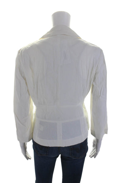 Theory Womens Long Sleeve Single Button Notched Lapel Linen Jacket White Size 6