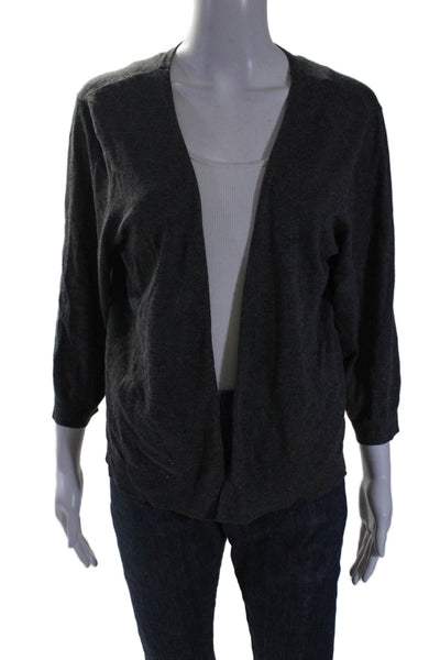 DKNY Womens Dark Gray Open Front Long Sleeve Cardigan Sweater Top Size L