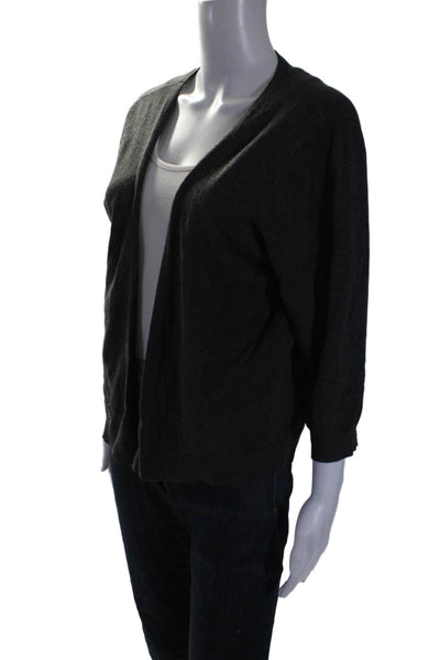 DKNY Womens Dark Gray Open Front Long Sleeve Cardigan Sweater Top Size L